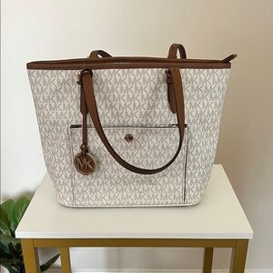 Michael Kors Tan and Cream Signature Tote